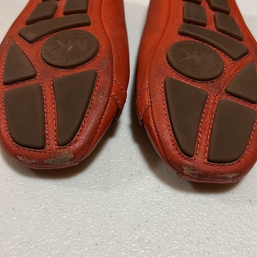 Women’s Michael Kors Logo Leather Moccasin Loafer Flats Orange, 6 - Picture 4 of 5